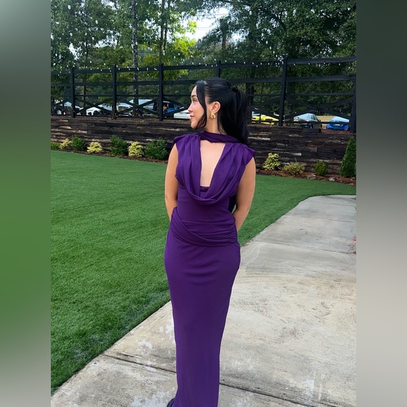 Meshki Purple Chiffon Draped Maxi Dress - Picture 7 of 7